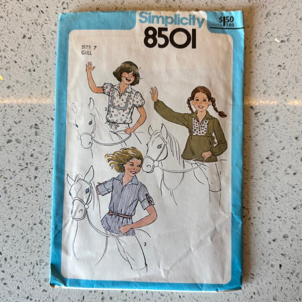 Vintage 1970s Simplicity 8501 Sewing Pattern Juniors Size S Set of Tops COMPLETE